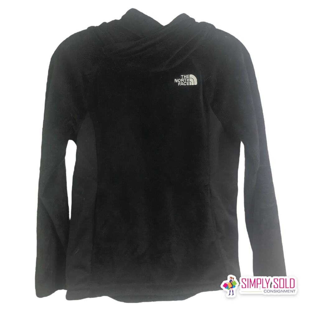 The North Face Girls Sz M Fuzzy Sweatshirt Hoodie‎ Black Long Sleeve Pullover
